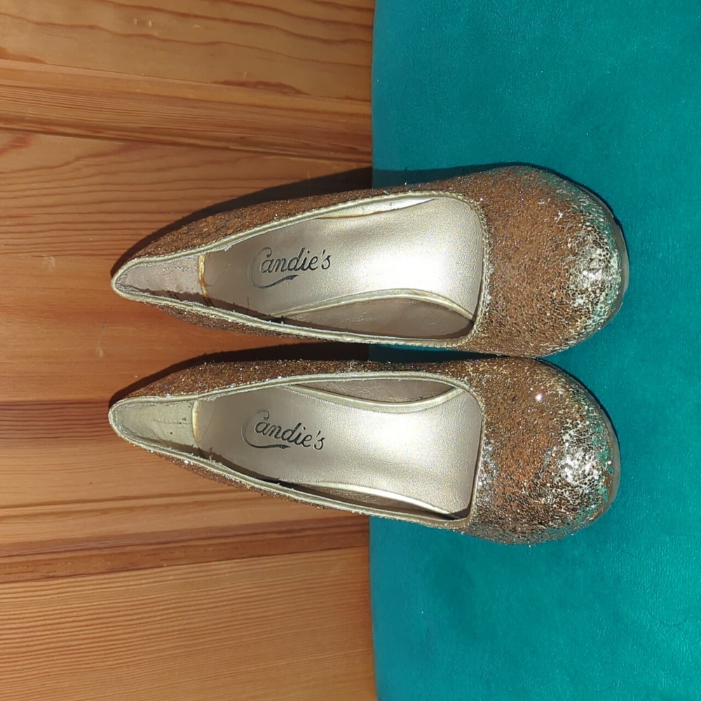 Candies Brand Gold Sequin Heels